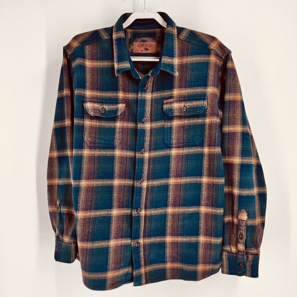 Orvis Big Bear Flannel Button Front Shirt Size XXL Heavyweight Double Brushed